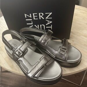 Naturalizer Metallic Pewter Sandals